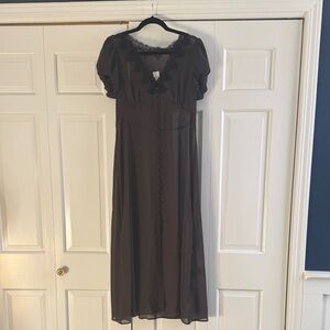 Lace-Trim V-Neck Maxi Dress